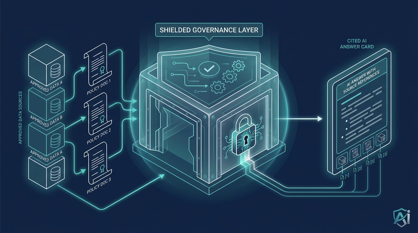 Split view comparing traditional AI monitoring signals with governed AI observability controls