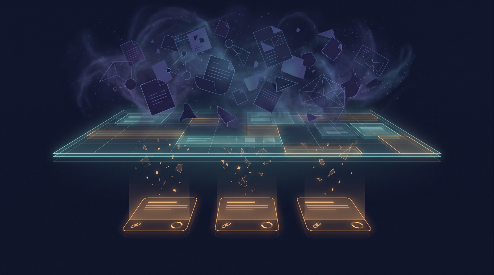 Governance layer filtering unstructured documents into approved answers with source links and freshness rings