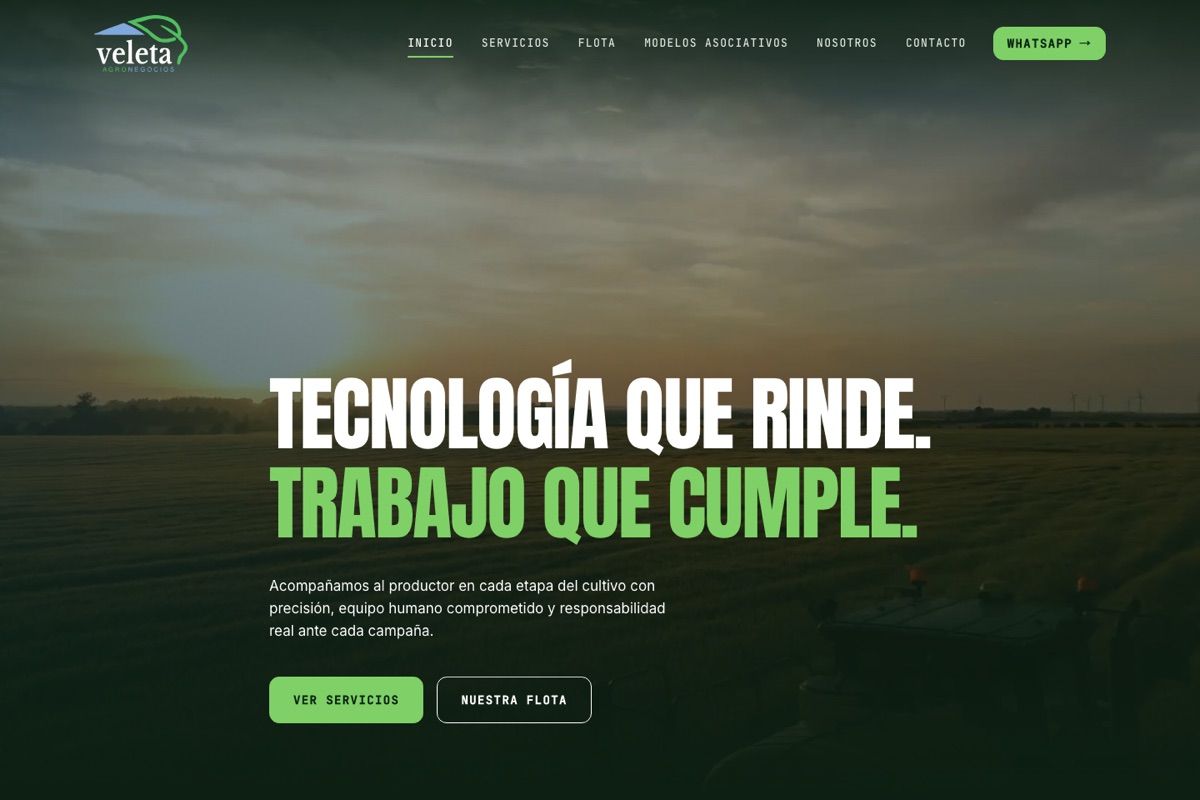 Página de inicio de Veleta Agronegocios