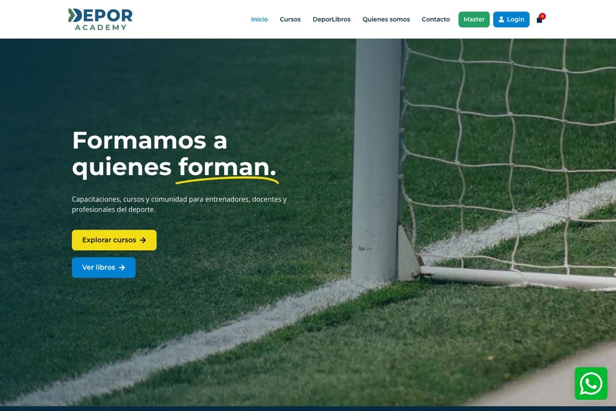 Página de inicio de Depor Academy