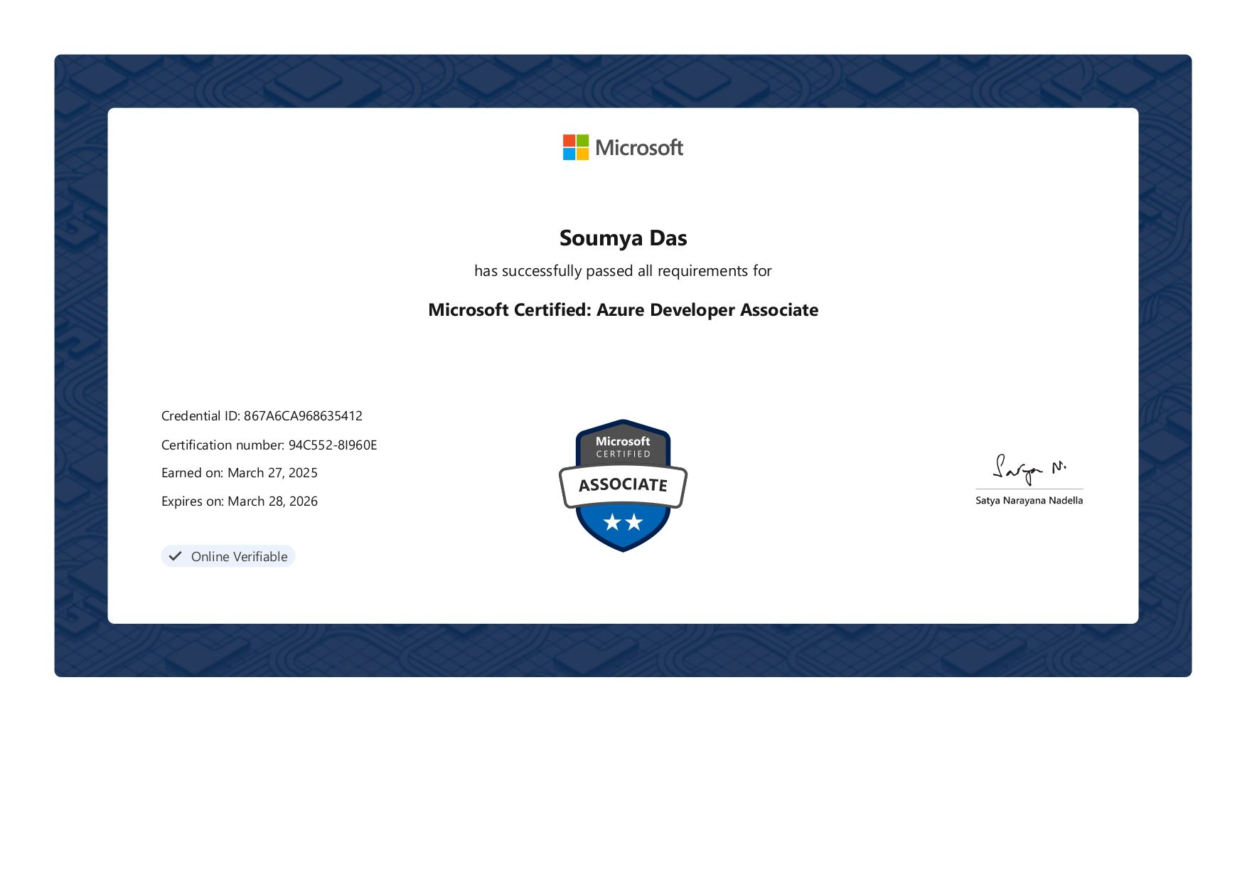 Microsoft Certified: Azure Developer Associate