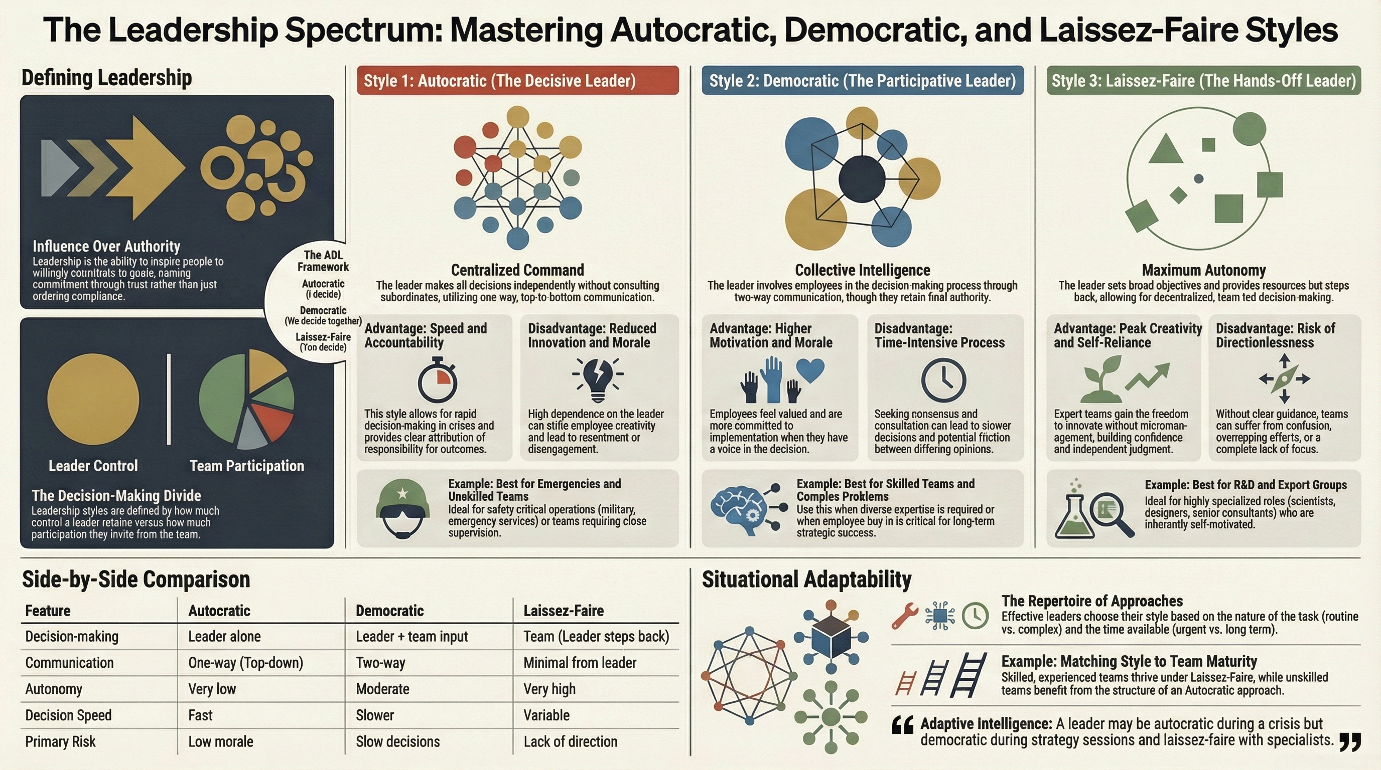 Leadership Styles in Management: Autocratic, Democratic & Laissez-Faire Explained