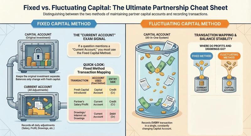 Fixed vs Fluctuating Capital Method: The Complete Guide for CBSE Class 12 Accountancy — Comprehensive visual summary and infographic