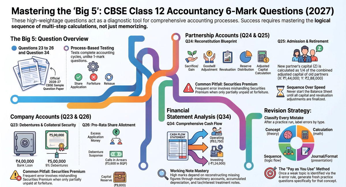CBSE Class 12 Accountancy 6-Mark Questions 2027: Official Sample Paper Solutions — Concept visual breakdown and marking scheme infographic