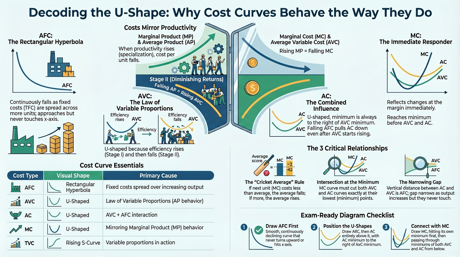 Why Are Cost Curves U-Shaped? MC, AVC & AC Relationships Explained