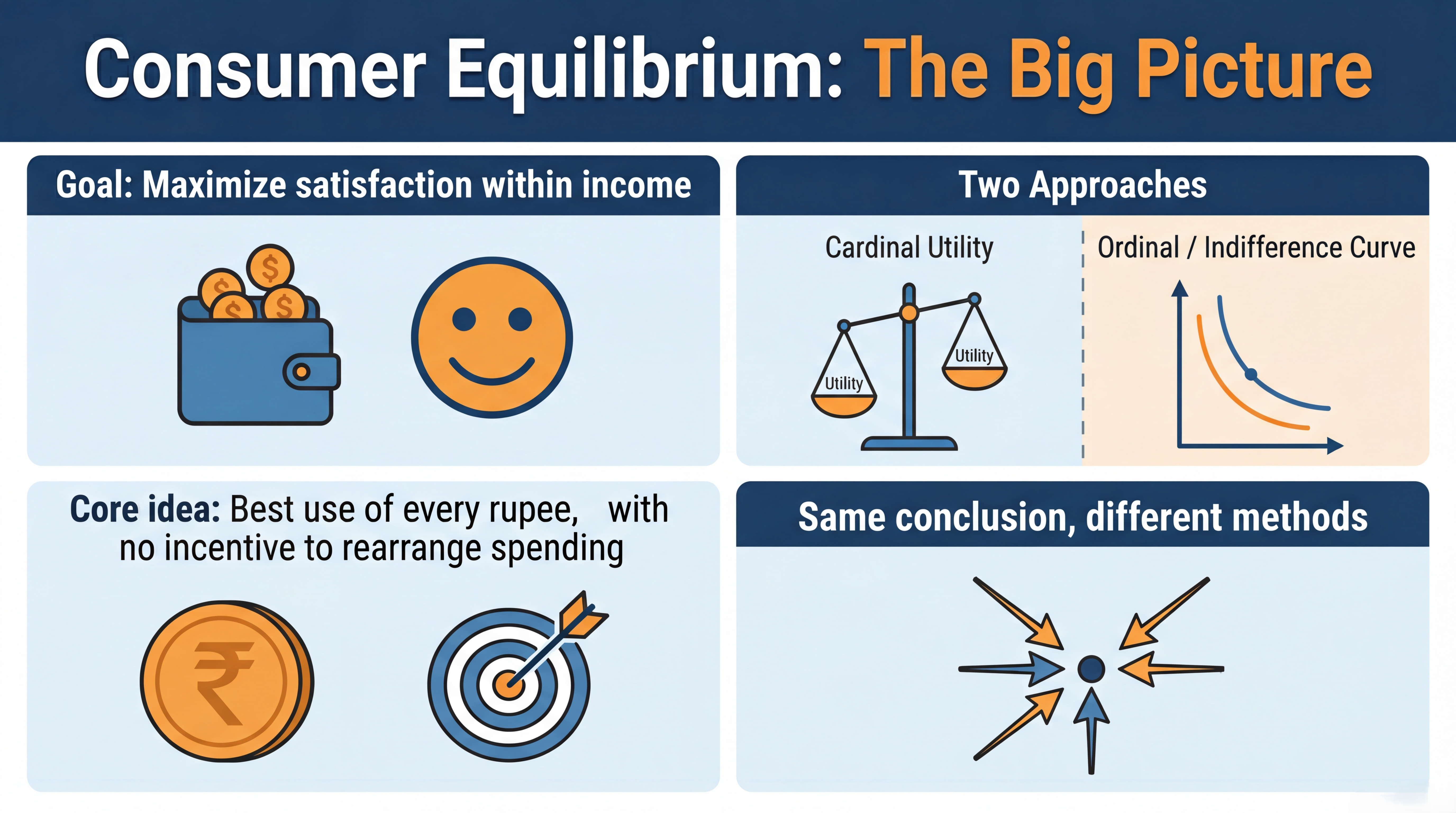 Consumer Equilibrium: Cardinal & Ordinal Approaches Explained with Examples