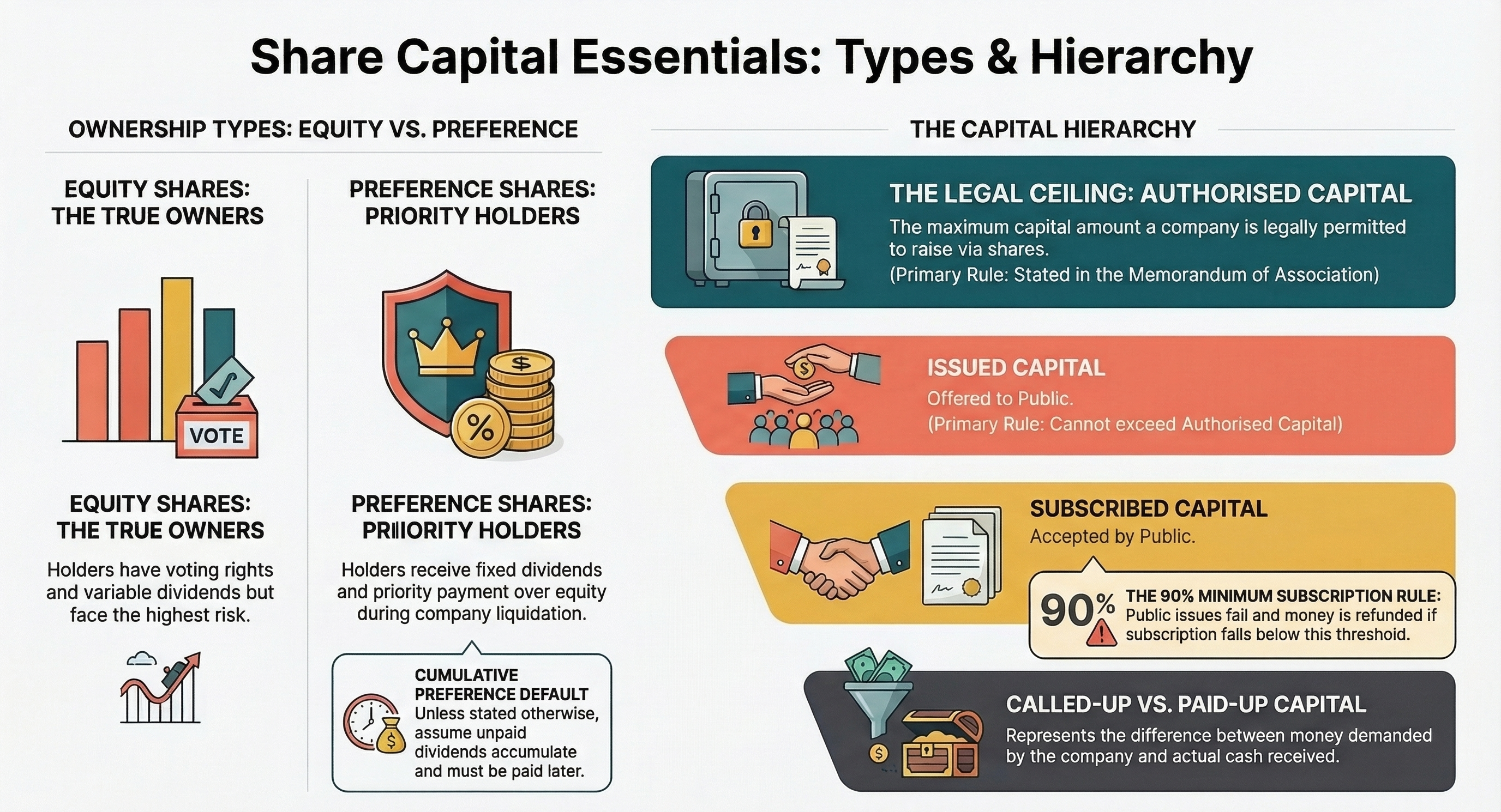 Share Capital Explained: Types of Shares & Capital Hierarchy — CBSE Class 12 & CA Foundation