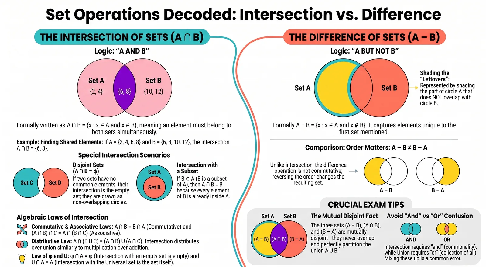 Intersection and Difference of Sets: Class 11 Maths Concepts with Examples