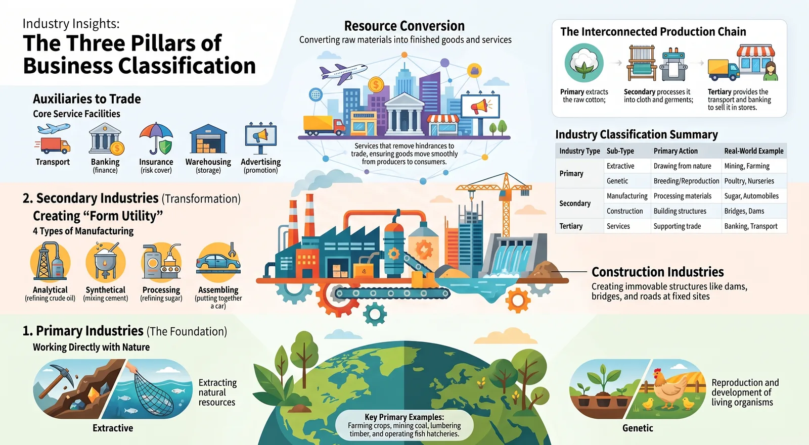 Types of Industries in Business: Primary, Secondary and Tertiary Explained | Class 11 Business Studies