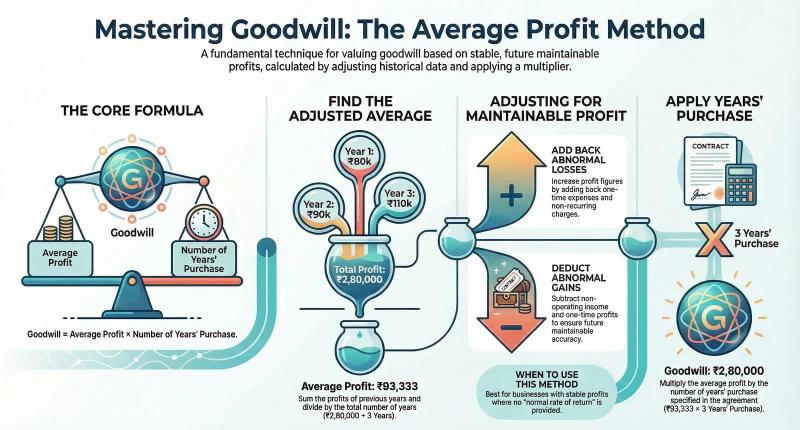 Average Profit Method of Goodwill Valuation — Comprehensive visual summary and infographic