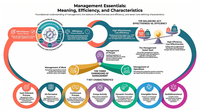 What Is Management? Meaning, Definition and Characteristics — Comprehensive visual summary and infographic