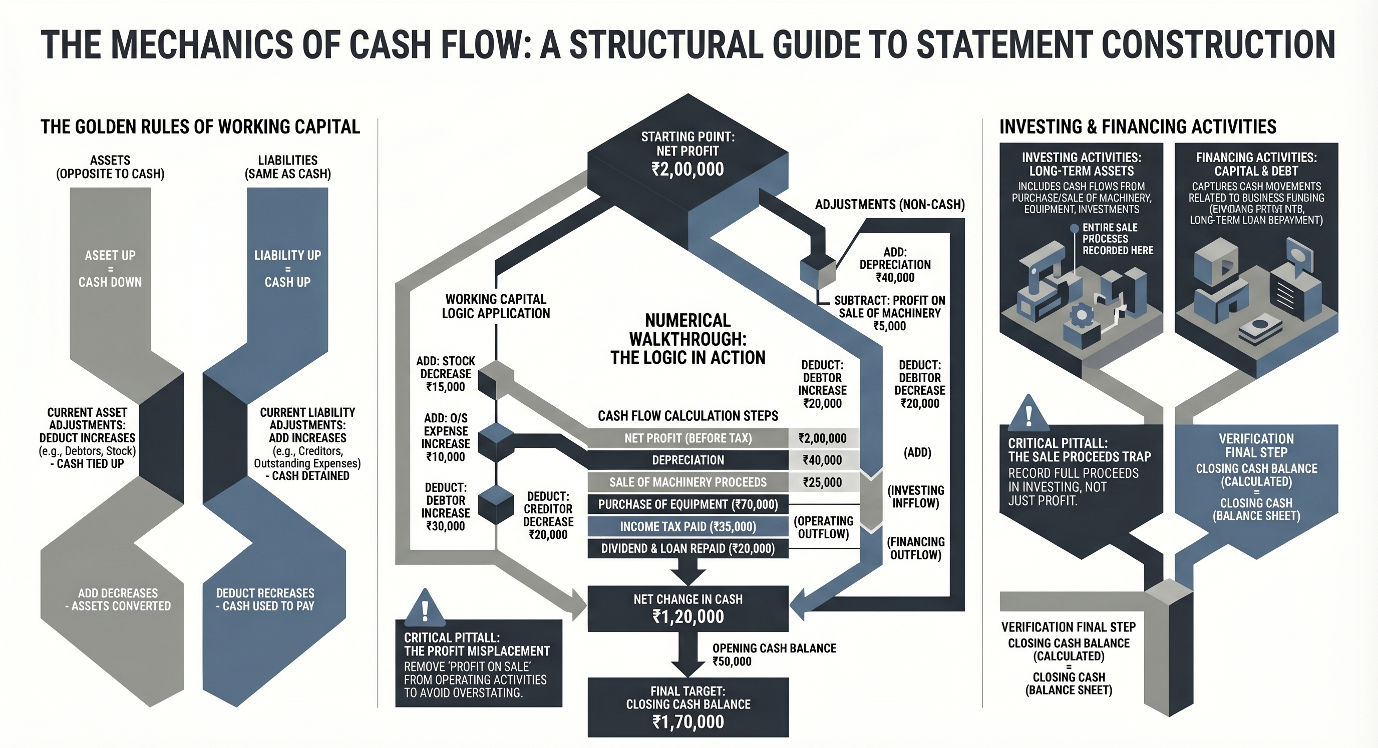 Cash Flow Statement: Working Capital Rules, Full Format & Complete Worked Example — Class 12