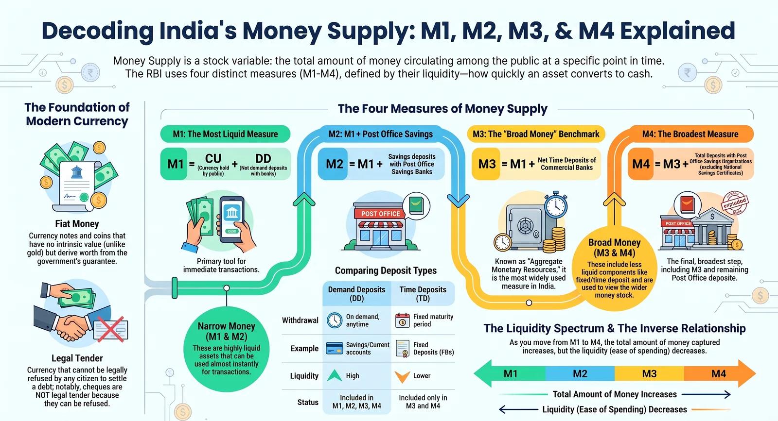 Money Supply in India: M1, M2, M3, M4 Explained (Narrow vs Broad Money) cover image
