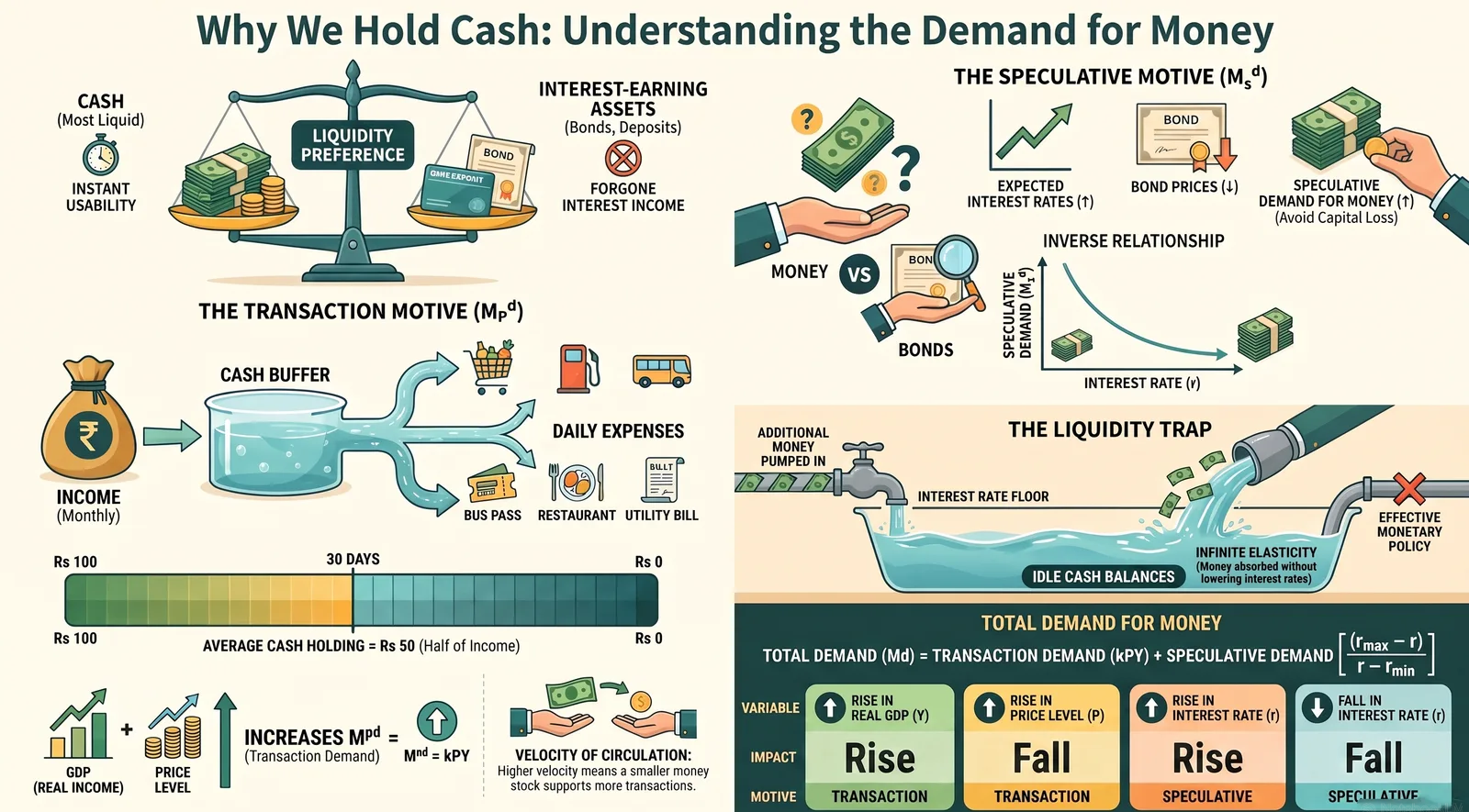 Demand for Money Explained: Transaction Motive, Speculative Motive & Liquidity Trap (Class 12 Macroeconomics)