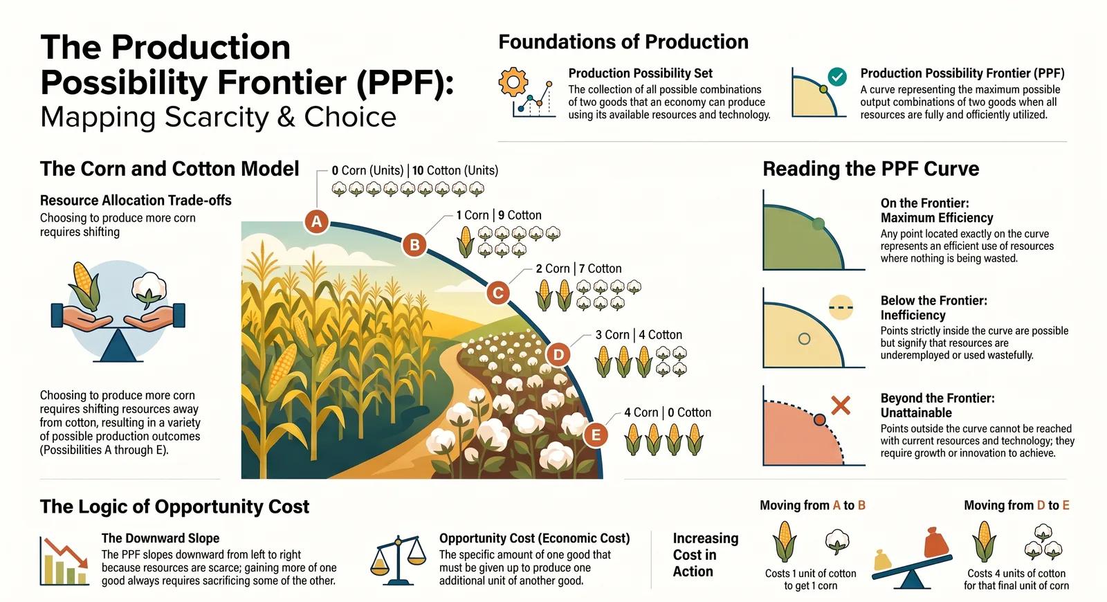 Production Possibility Frontier (PPF) & Opportunity Cost | Class 11 Economics