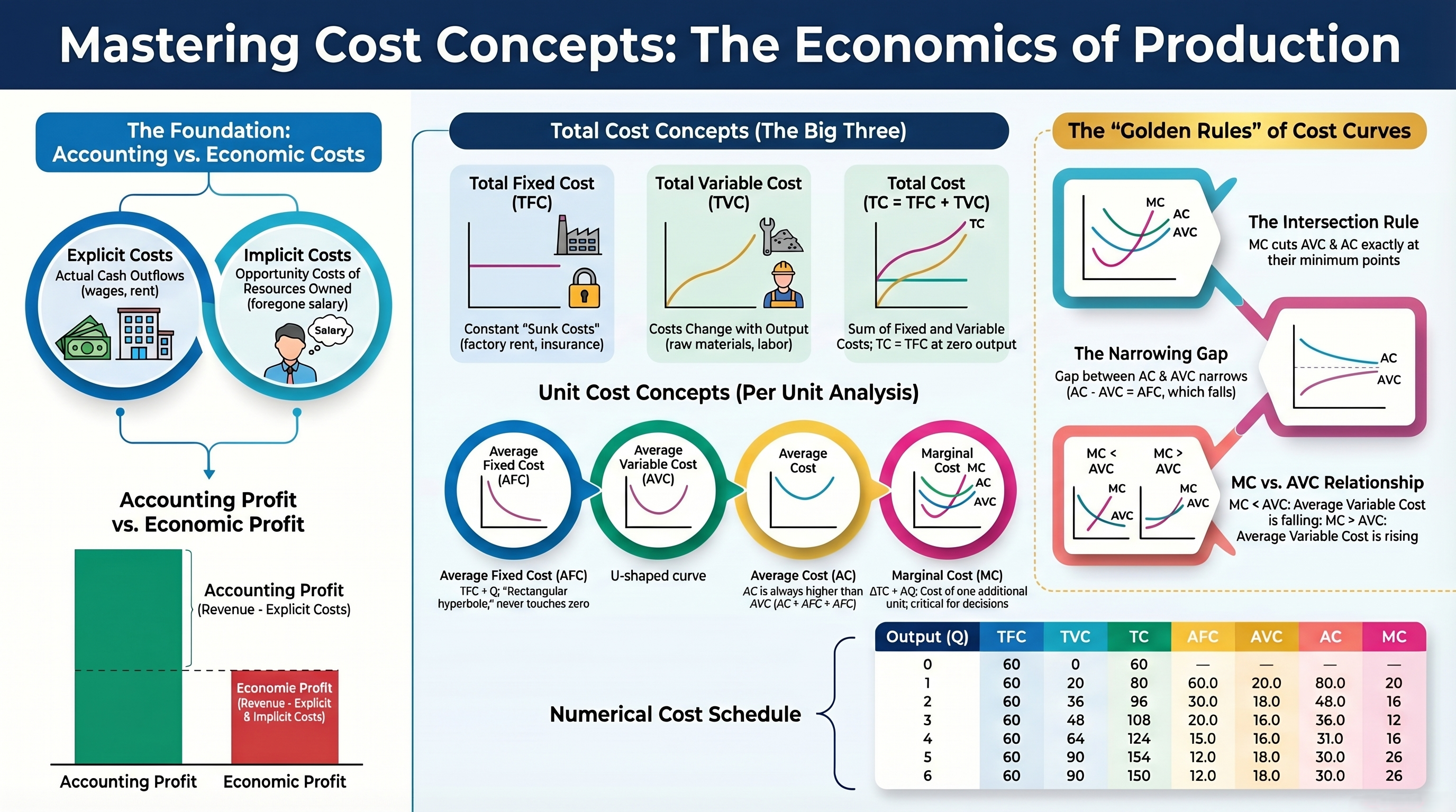 Cost Concepts in Economics: TFC, TVC, TC, AFC, AVC, AC & MC Explained