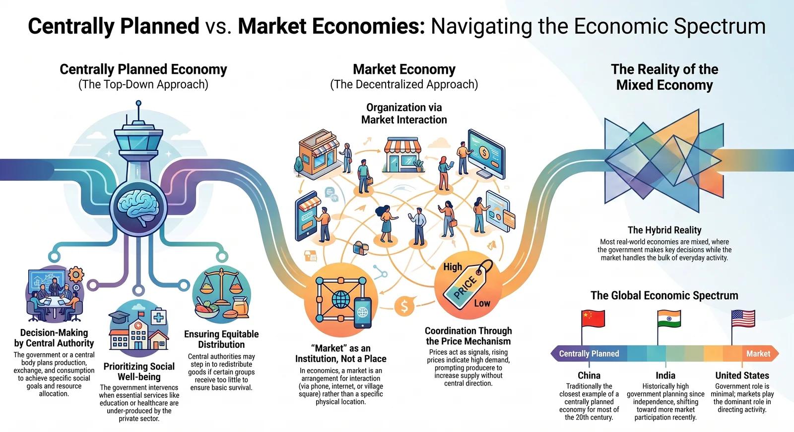 Centrally Planned Economy vs Market Economy Explained | Class 11 Economics