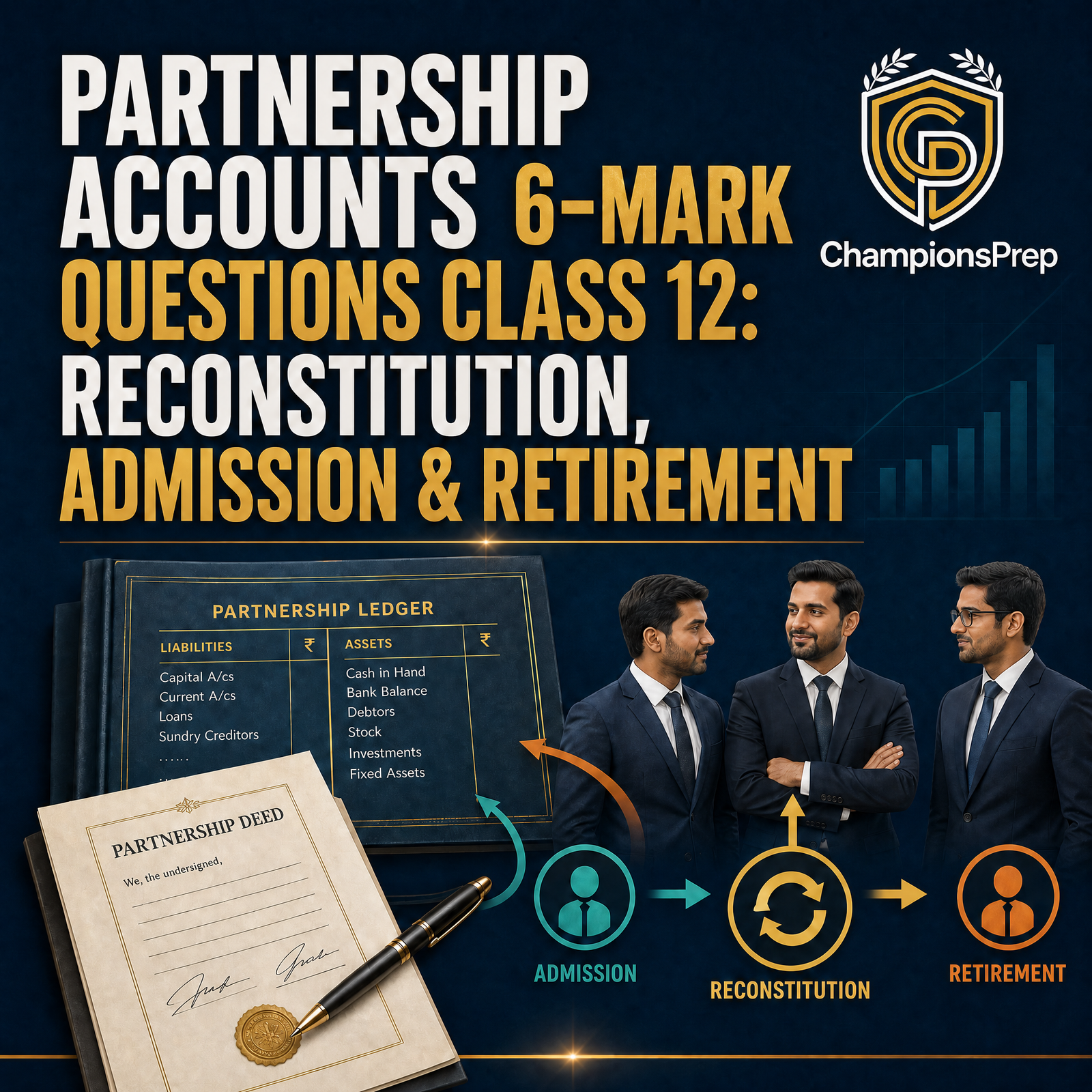 Partnership Accounts 6-Mark Questions Class 12: Reconstitution, Admission & Retirement — CBSE Class 12 Official Sample Paper