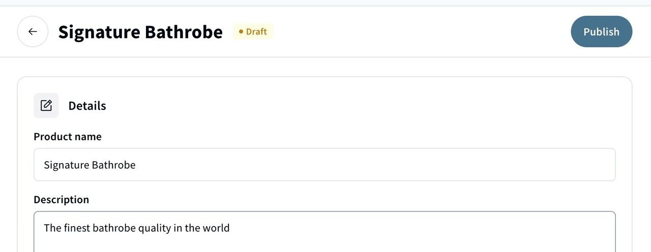 After saving, the Save button becomes Publish.