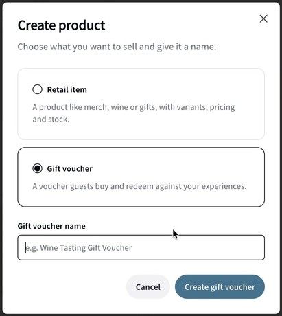 Creating a gift voucher.