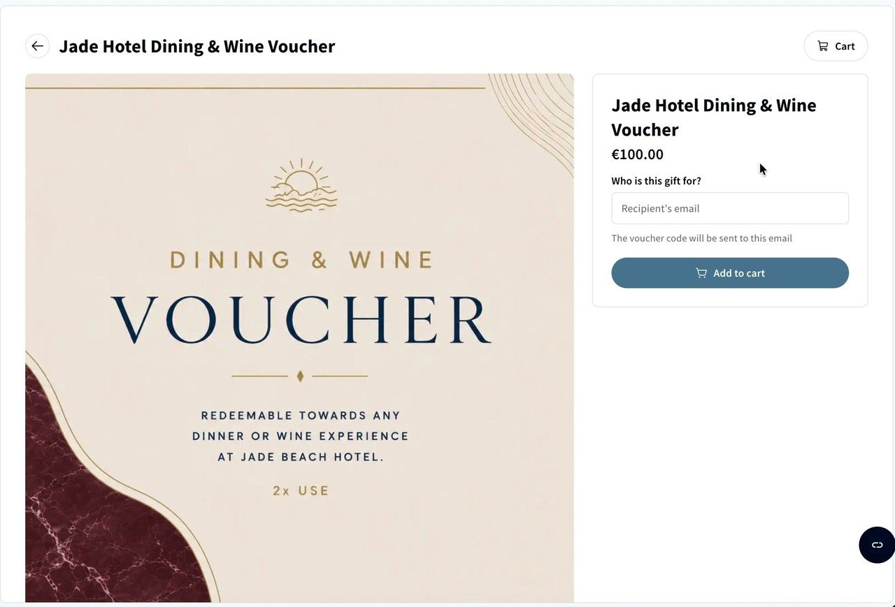 Entering the recipient's email when buying a gift voucher.