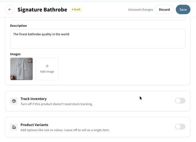 A new retail item with its description and image.