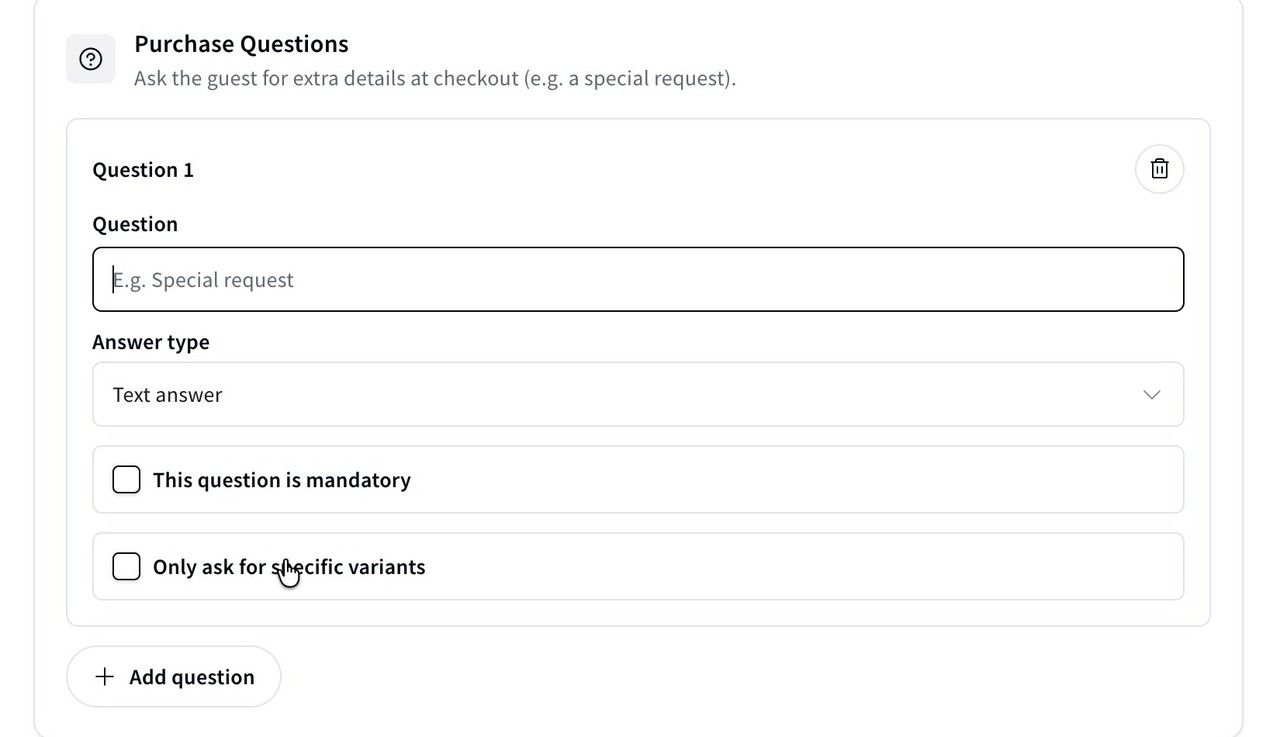 Adding a purchase question.