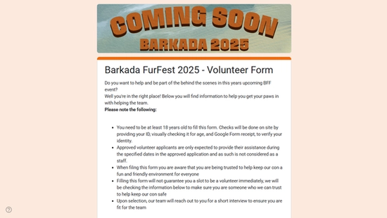 Volunteer Forms Open!