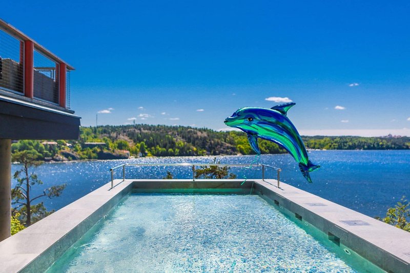 Högberga Gård konferens Lidingö pool med utsikt