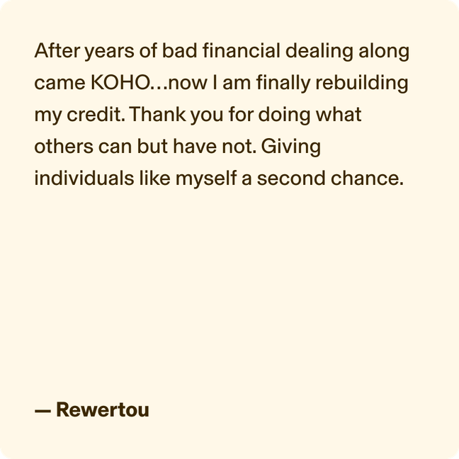 A testimonial about rebuilding credit