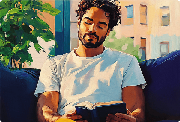 KOHO user reading a book