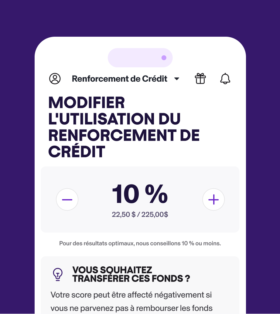 Modifier l'utilisation du renforcement de crédit