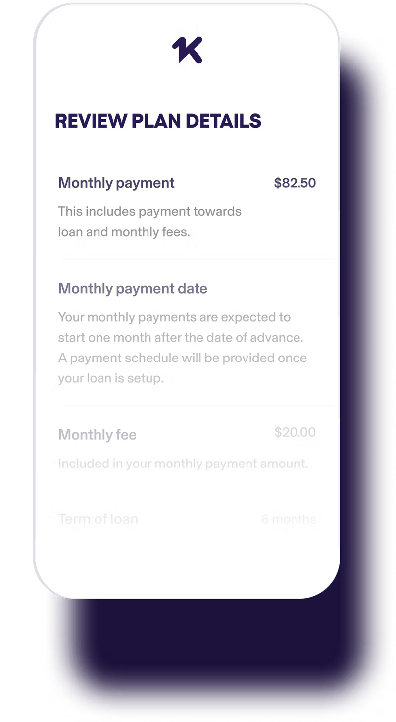 Review pay later details