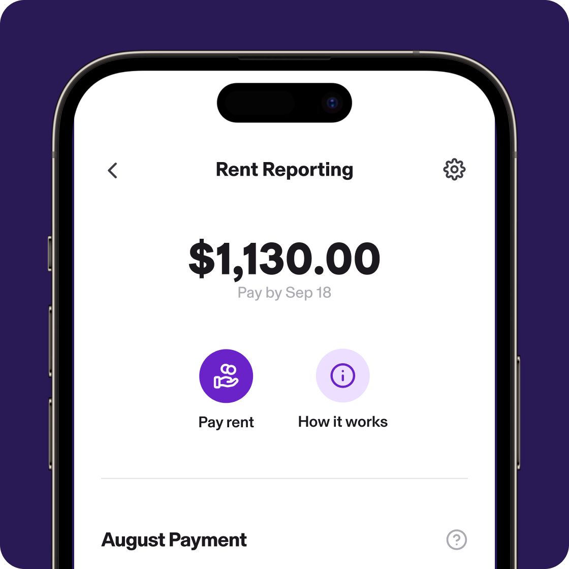 KOHO app screen to report rent and build credit