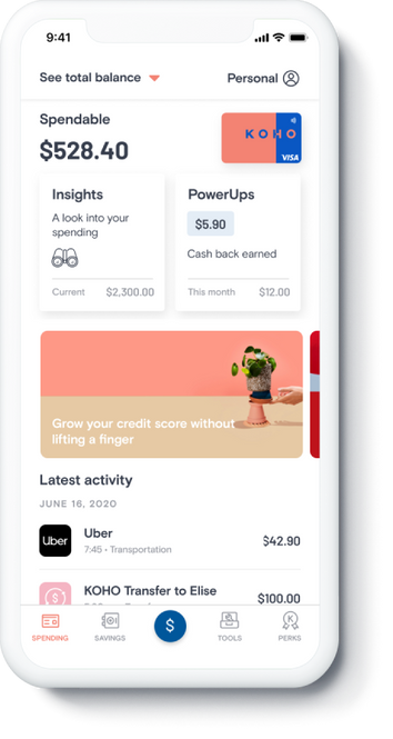 KOHO App Homepage