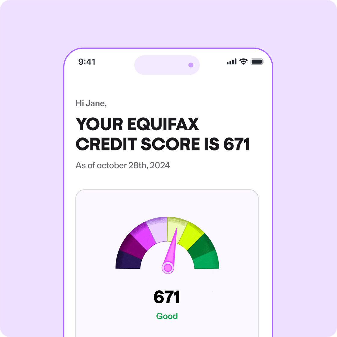 KOHO app screen of Equifax credit report