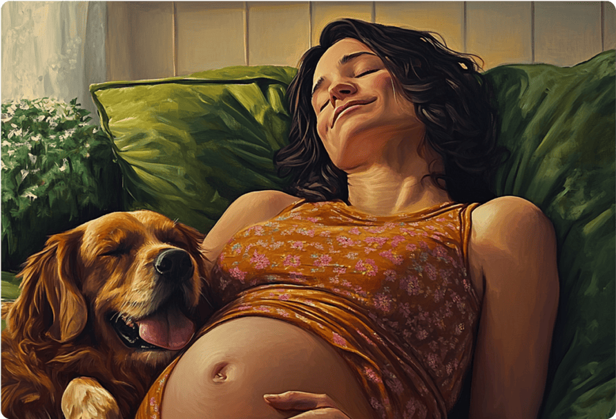 Pregnant woman with a dog