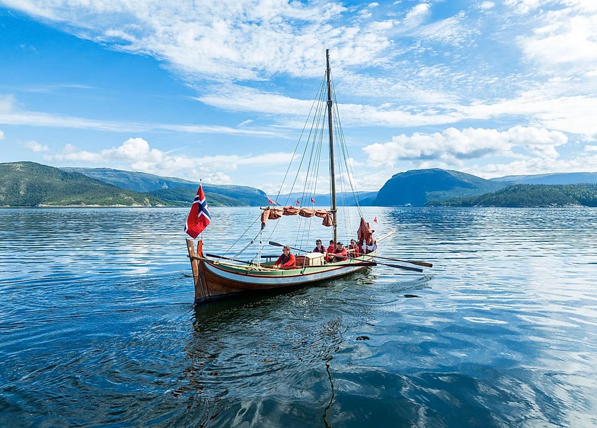 Boat rowing in the water