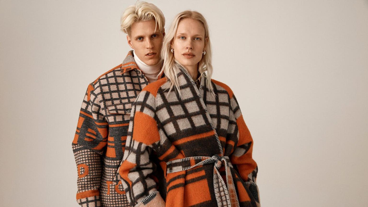 Two models looking in camera wearing wool