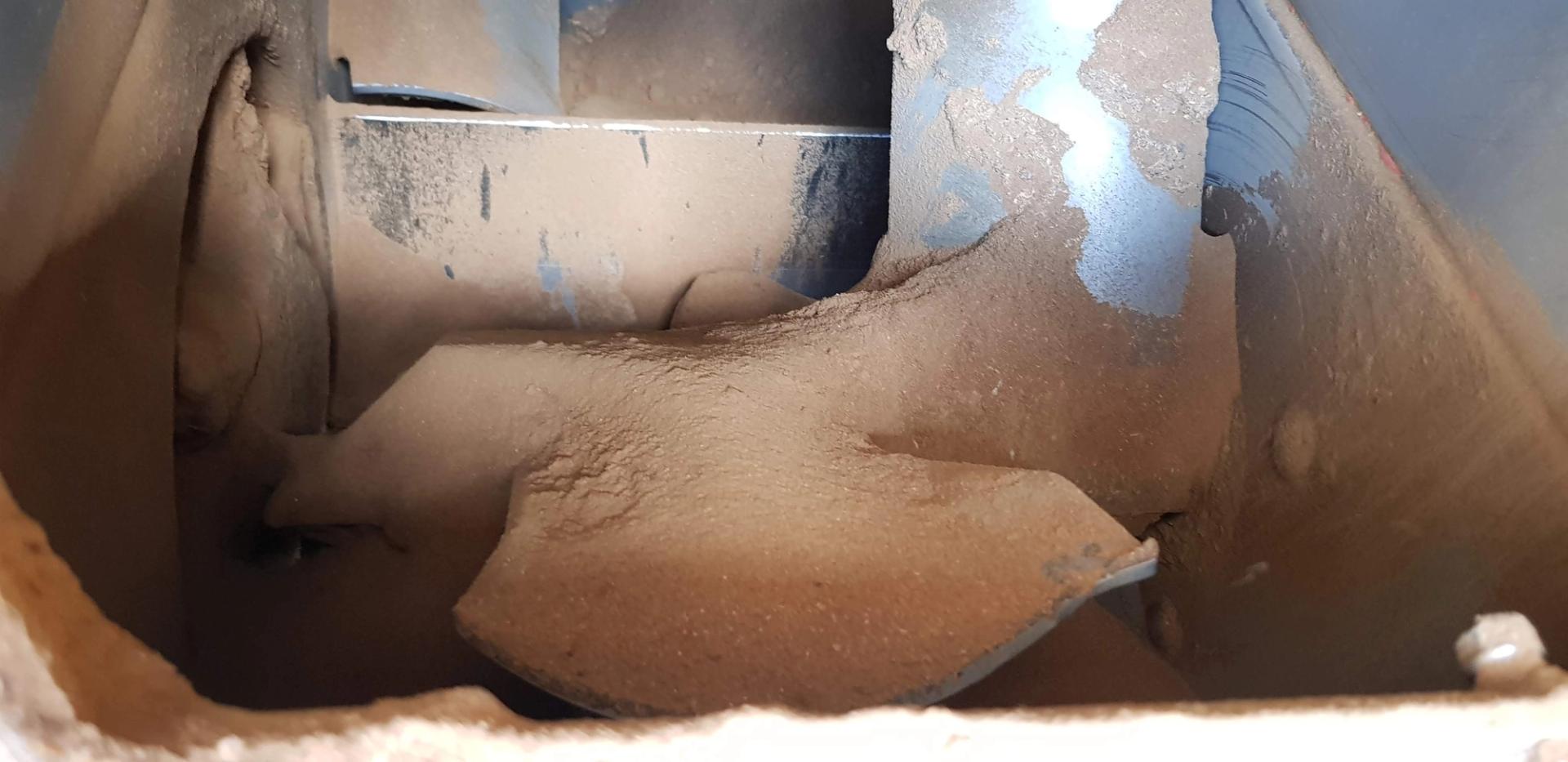 Dried powder made from fish sludge in the dryer