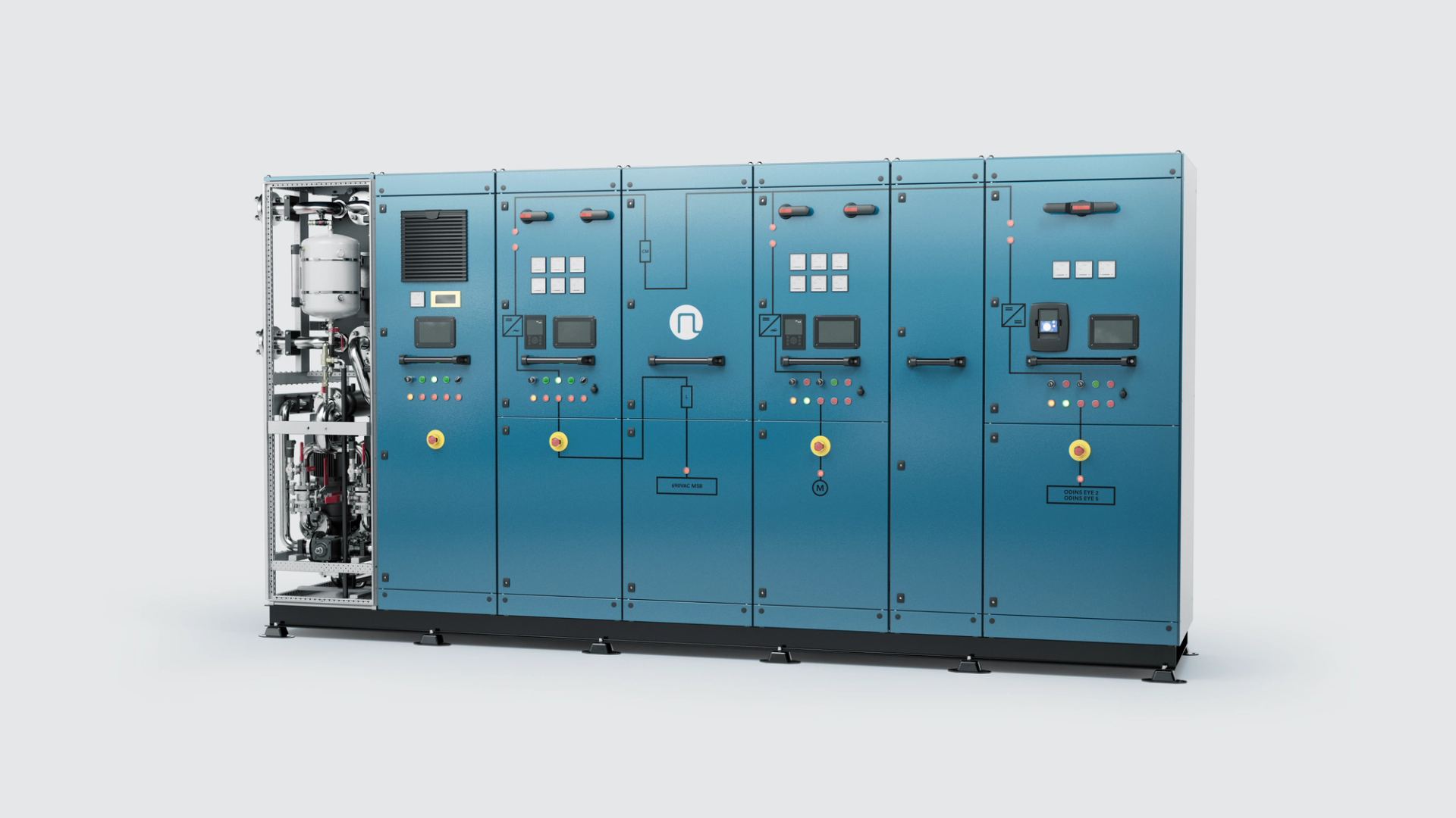 Picture of a blue DC switchboard for vessels