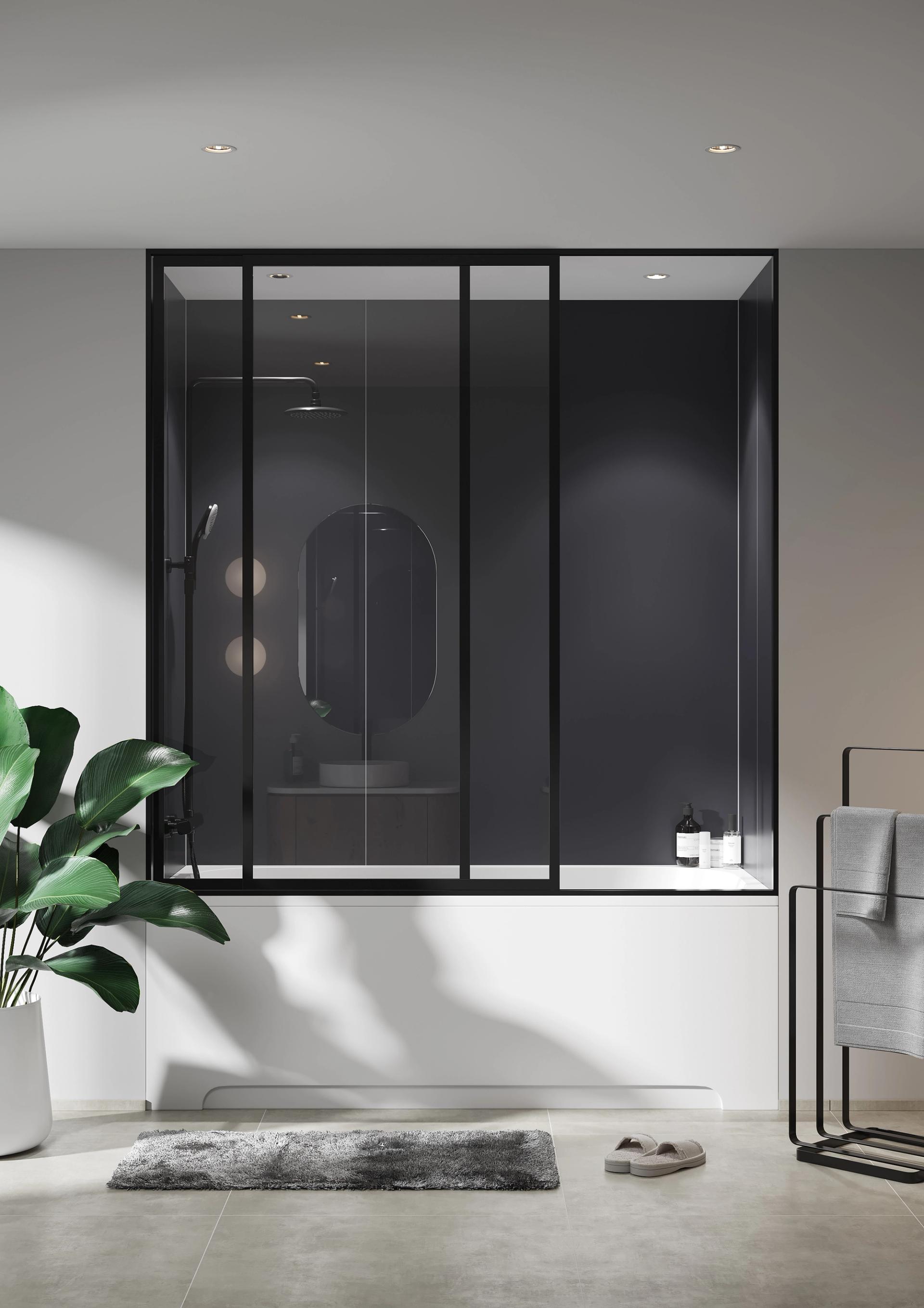 Black modern Scandinavian bathroom