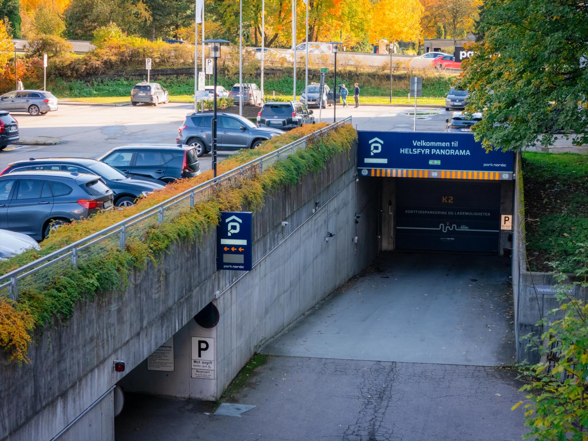 Driveway into a parking garage