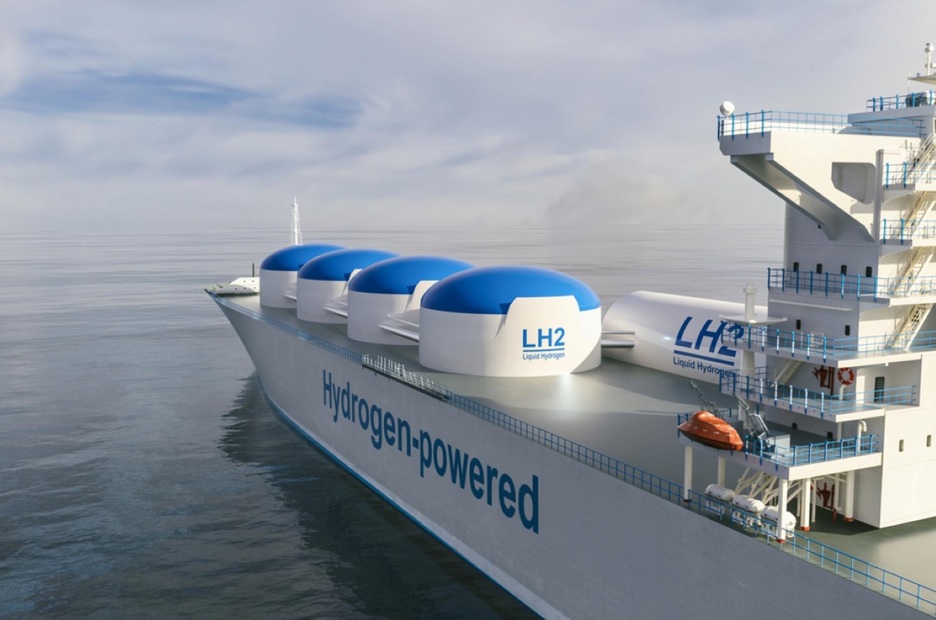 Illustration of a hydrogen vessel on the ocean