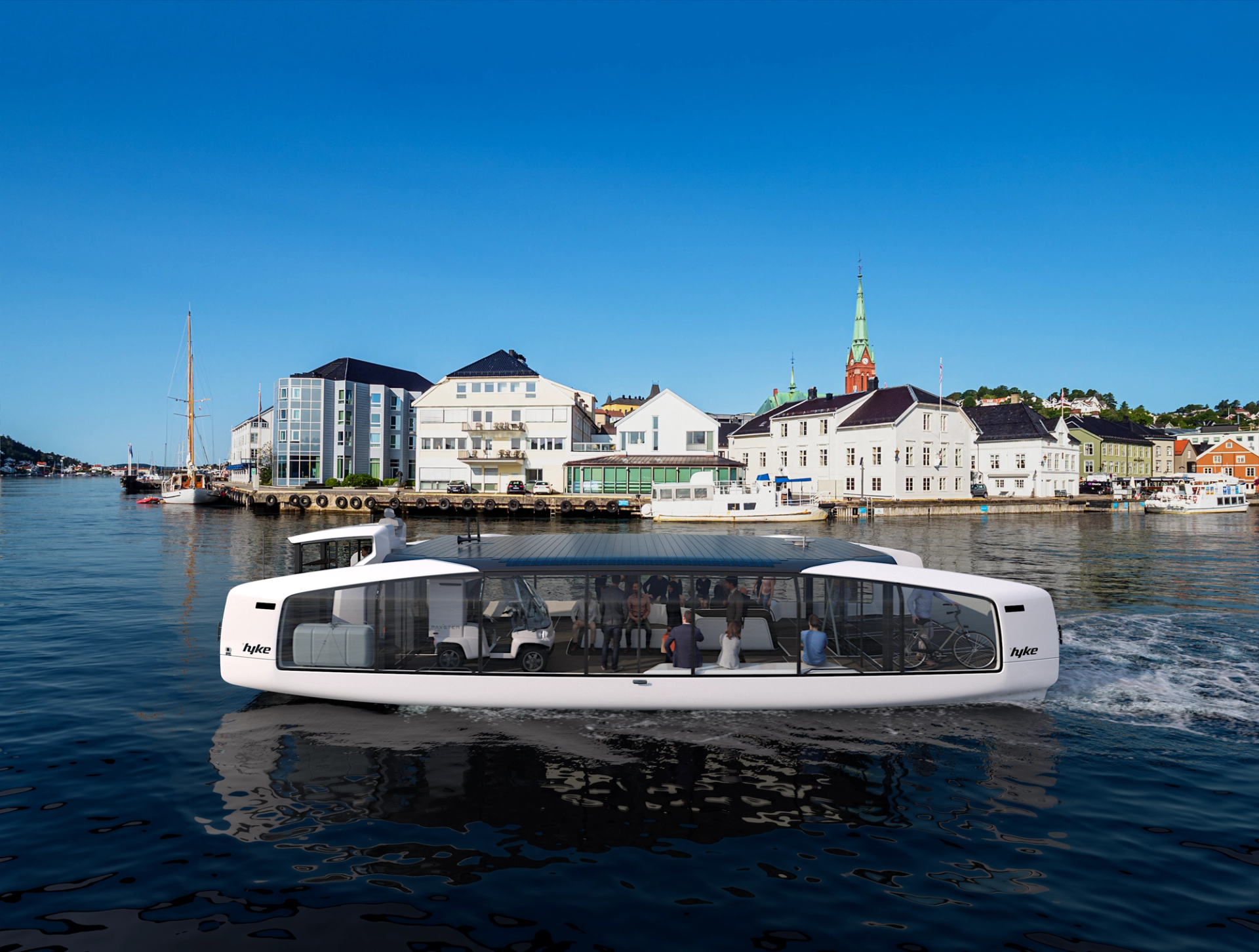 Hyke autonomous electric ferry sailing in Arendal