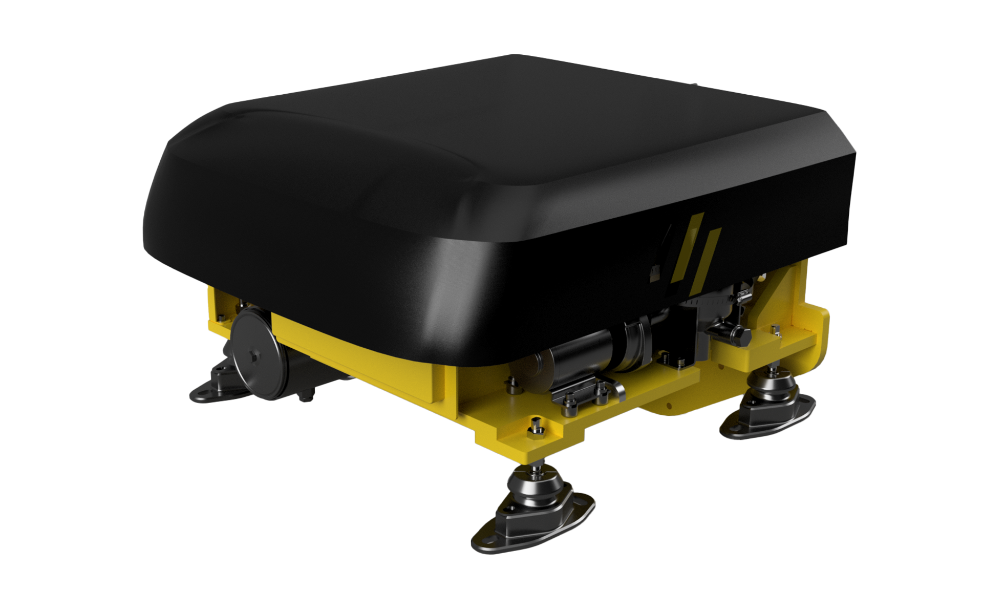 Square black and yellow electric inboard motor