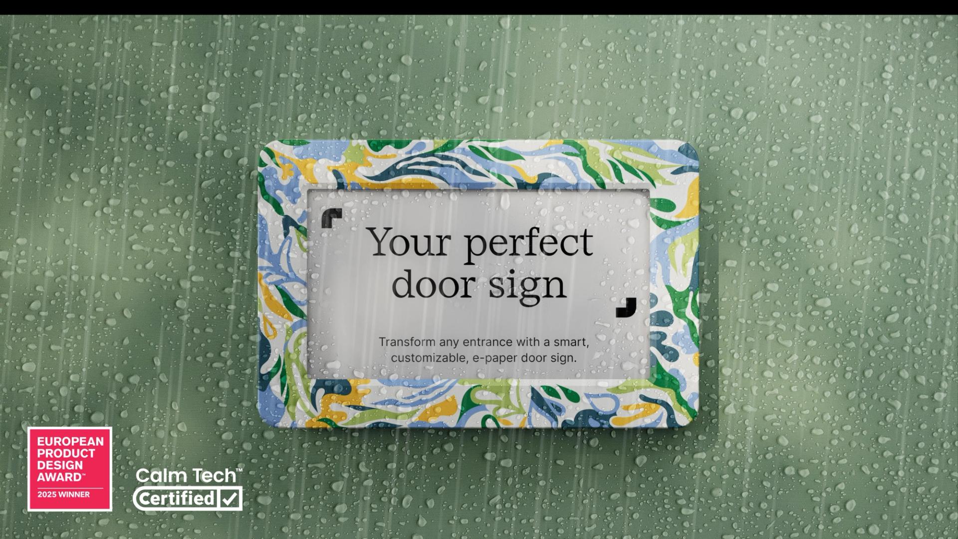 Door sign with a colourful frame