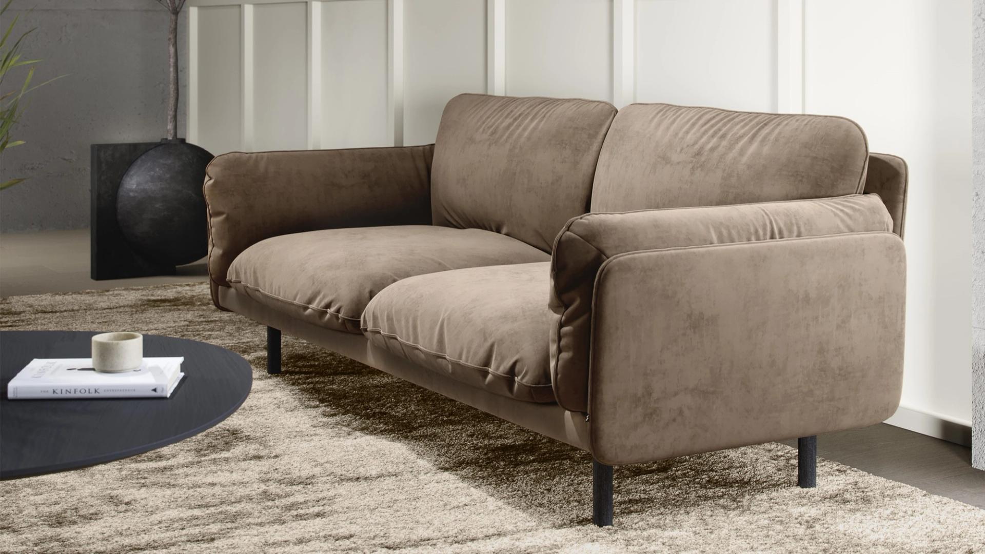 Light brown velour sofa