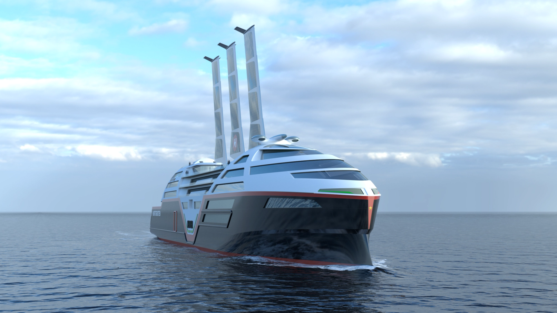 Sea Zero Concept Visualisation, sails fully extended