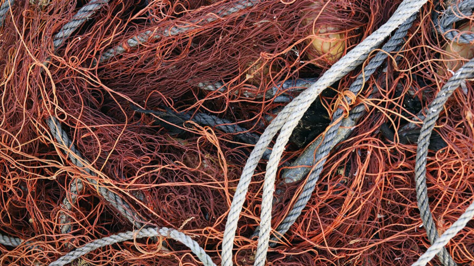 Old fishing nets and ropes